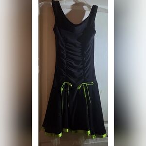 Taboo Strapless Black Dress with Neon Green Highlights